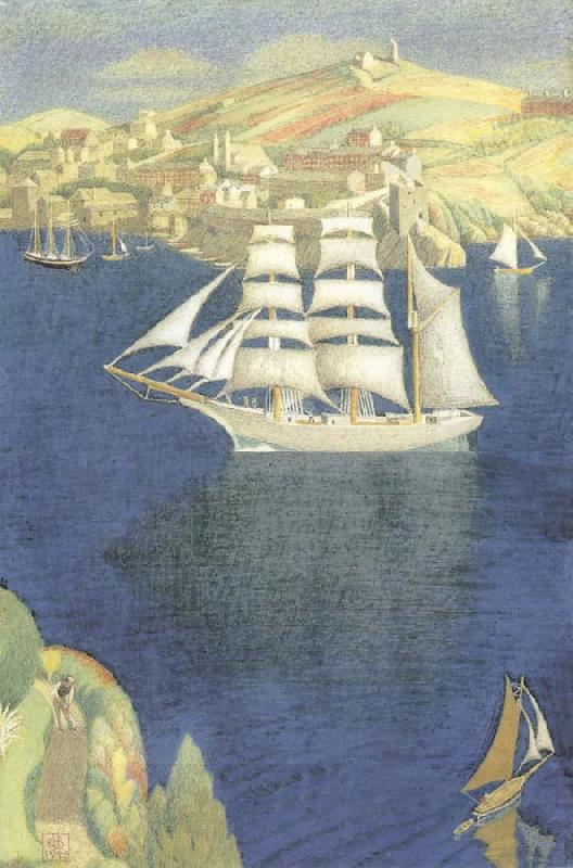 Joseph E.Southall The White Barque at Fowey oil painting picture